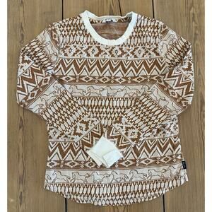 Wrangler Women's Retro Aztec Print Knit Long Sleeve Shirt Medium Orange White